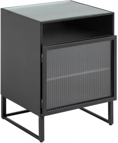 Тумба прикроватная La Forma (ex Julia Grup) Trixie (Черный,Прозрачный/ Металл,Сталь,Стекло)