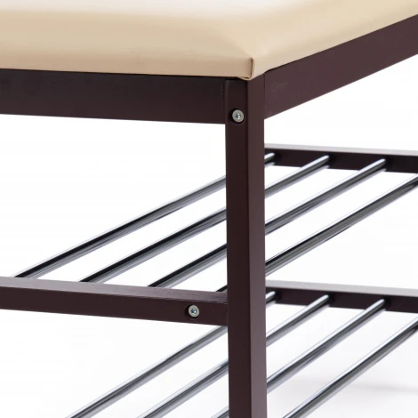 Обувница SR-0628 бежевый (дерево/металл/экокожа)