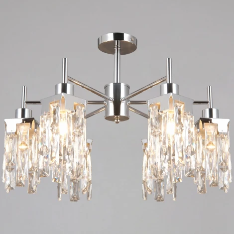 Потолочная люстра хрустальная на штанге ILLUMICO IL3601-6CSQ-26 CR DS