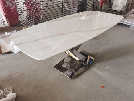 Стол обеденный Интерно Силвер DT-2883, 180х90х75 см, белый мрамор/серебро IST-CASA