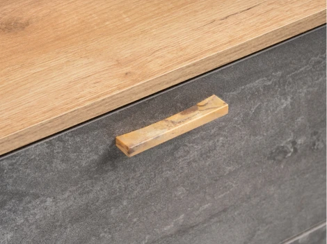 Комод Woodville Эго К-3 на подиуме дуб крафт золотой / камень темный 455856