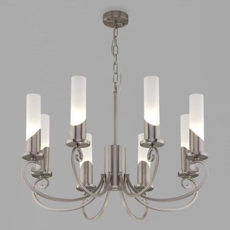 Подвесная люстра Wi-Fi Eurosvet Banci 60117/8 никель (220V, управление смартфоном, голосовое управление, умный дом - Minimir Home, Алиса, Маруся, Салют, на цепи)