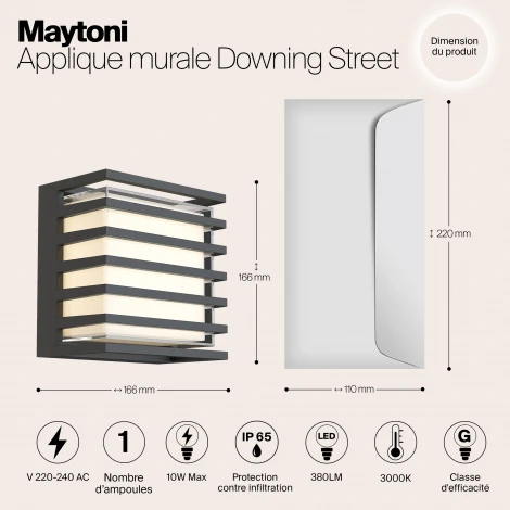 Настенный светильник уличный Maytoni Downing Street O020WL-L10B4K (LED, 220V, IP65)