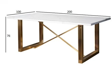 30F-14780 Стол обеденный белый / браш.золото 200*100*76см Garda Decor