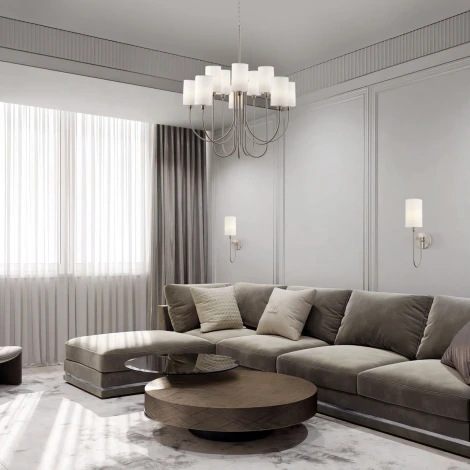 Подвесная люстра Wi-Fi Eurosvet Abbey 60164/10 никель (220V, управление смартфоном, голосовое управление, умный дом - Minimir Home, Алиса, Маруся, Салют, на цепи)