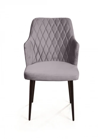 Стул с подлокотниками Top Concept Hunt ромб, бархат светло-серый 26 / чёрный конус