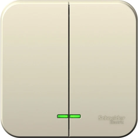 Выключатель накладной двухклавишный с подсветкой (молочный) Systeme Electric Blanca BLNVA105102