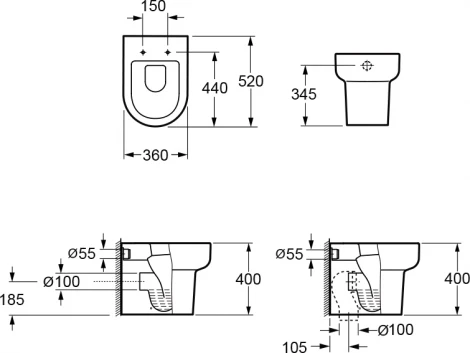 Унитаз приставной Grossman Elegance GR-PR3015