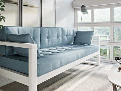 Диван Arsko Астер Б белая эмаль голубая рогожка