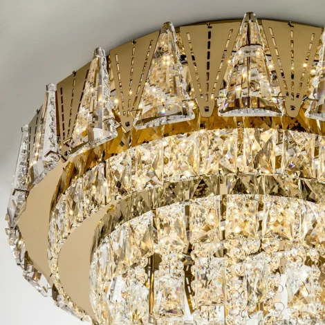 Потолочная люстра светодиодная хрустальная с пультом и управлением смарфоном с регулировкой цветовой температуры и яркости LED4U LED4U L9437-500 GD с УД