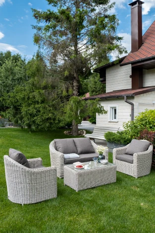 Диван из искусственного ротанга двухместный, цвет бежевый 4SIS Кон Панна YH-C2808W beige