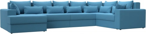Диван П-образный Майами левый угол (Голубой/Рогожка) Лига Диванов арт.123254L