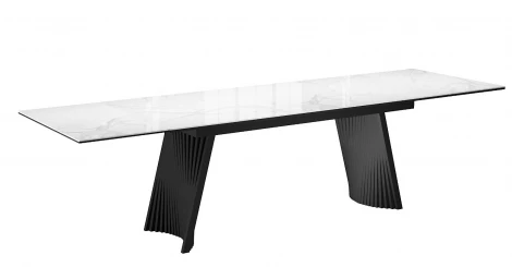 Стол DikLine KD180 керамика мрамор белый C39 глянец/опоры черные (2 уп) 00-00075518