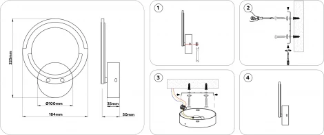 Настенный светильник светодиодный с регулировкой цветовой температуры Ambrella ACRYLICA FA8946 (220V, кольцо)