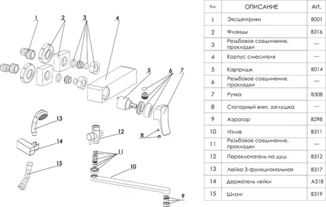 Смеситель Wasserkraft Exter 1602L универсальный, светлая бронза