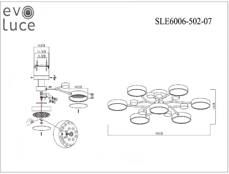 Потолочная люстра на штанге Evoluce Faema SLE6006-502-07 (LED, 220V, круглые)