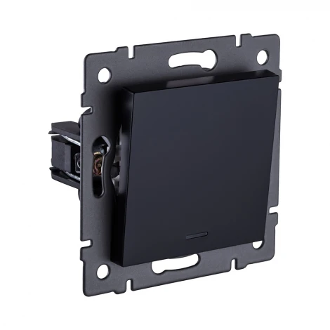 Выключатель 1-клавишный проходной 10А/250В с LED подсветкой, черный Kollinger REA-S-004BK для Aspekt, Eleganz, Reflex