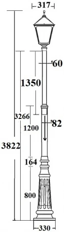 Наземный фонарь IP44 Oasis Light QUADRO XL 79910XL A2 Bl (220V, фонарь)