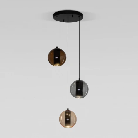 Подвесной светильник Eurosvet Cobble 50258/3 LED дымчатый/ бежевый/ шоколад (220V, на проводе, шарики)