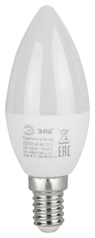 Лампочка светодиодная E14 6W ЭРА LED B35-6W-865-E14 R