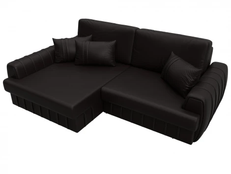 Диван угловой Лига-057 НПБ угол левый (ЛДСП,Брус,Фанера/Пластик/Экокожа/Коричневый) Лига Диванов 130033L