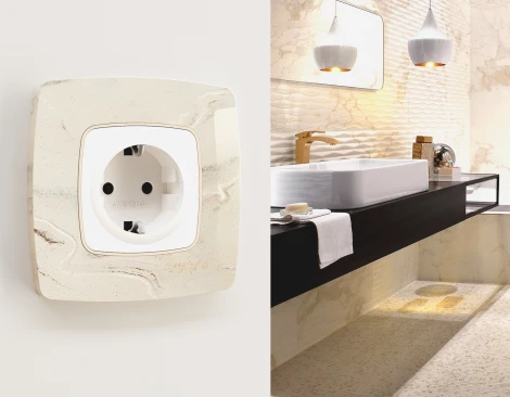 Рамка Ambrella Volt OMEGA Opera (Серо-бежевый мрамор) 1-ая OF940601