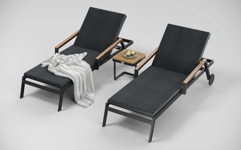 Шезлонг Gardenini Premium Sogno S (Алюминий,Ткань,Тик/Темно-серый,Серый) арт.SPSGNS.010800.N3