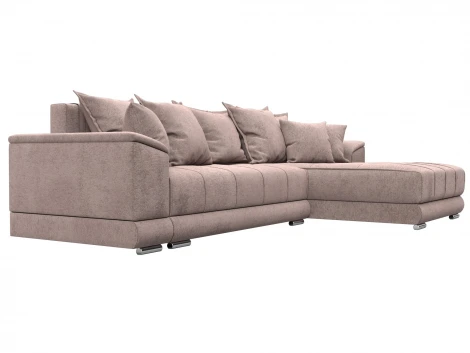 Диван угловой НордСтар правый угол (ДСП,Брус/Пластик/Велюр/Бежевый) Лига Диванов 127940