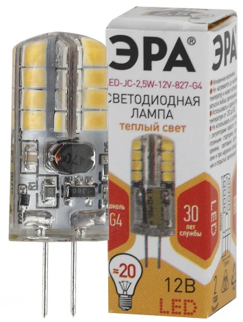 Лампочка светодиодная G4 2,5W ЭРА LED JC-2,5W-12V-827-G4