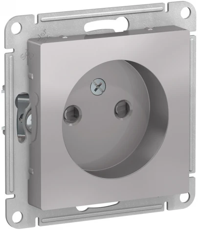 Розетка встраиваемая без заземления со шторками (алюминий) Systeme Electric AtlasDesign ATN000349