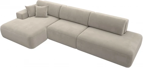 Диван угловой Лига-036 НПБ Модерн Лонг левый угол (Бежевый/Микровельвет) Лига Диванов арт.121415L