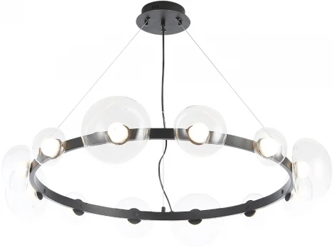 Подвесной светильник Crystal Lux BOSQUE SP12 BLACK/TRANSPARENT (LED, 220V, на тросе, круглые)