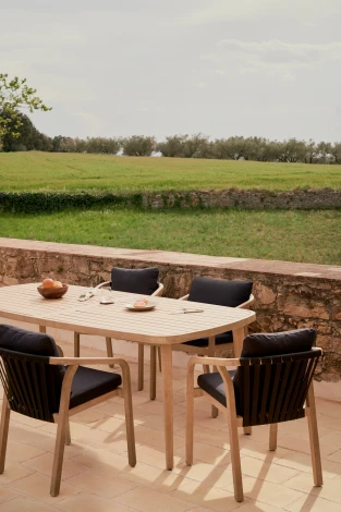 Malaret Стул из массива эвкалипта и черного шнура La Forma (ex Julia Grup) арт.157077