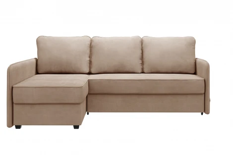 Диван тканевый угловой бежевый, угол левый D1 Слим AAA41521004 Velutto 18