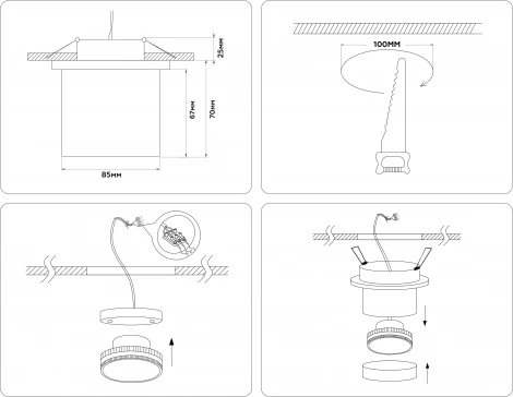 Встраиваемый поворотный точечный светильник Ambrella Techno Spot TA1431 (220V, круглые)