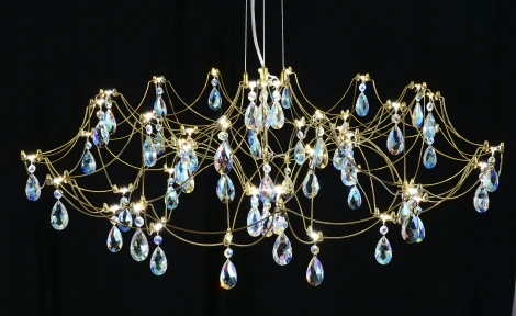 Подвесная люстра светодиодная с пультом и хрустальными подвесками K9 MyFar Ersilia MR2663-60P-50СD