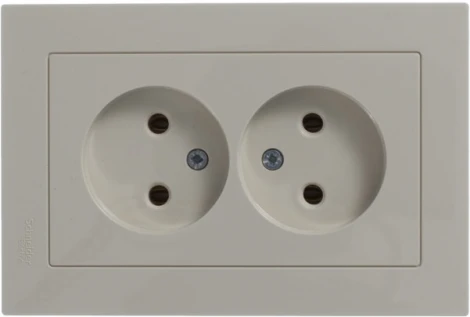Розетка встраиваемая двойная без заземления (бежевый) Systeme Electric AtlasDesign ATN000220
