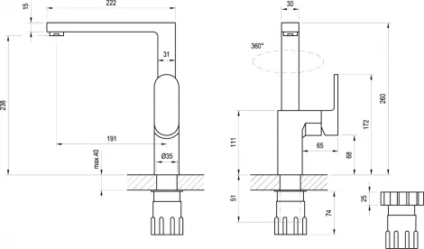 Смеситель Ravak Chrome CR 016.00 для кухонной мойки