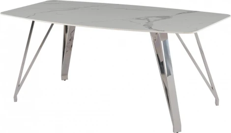Стол обеденный Соар-2 F-1690,180х90х76 см, бело-серая керамика/хром серебро IST-CASA