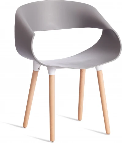 Стул QXX (mod. C1058-1) / 1 шт. в упаковке (Пластик,Дерево /Серый)