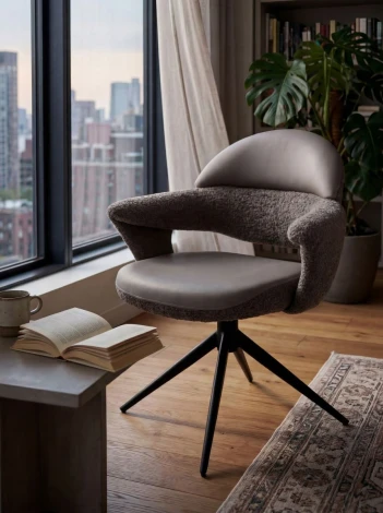 Стул ЖЕНЕВА (GENEVA) 360 град, СЕРЫЙ VEGA-88 / MIAMI-459, ткань / ЧЕРНЫЙ каркас, ®DISAUR M-City 64837