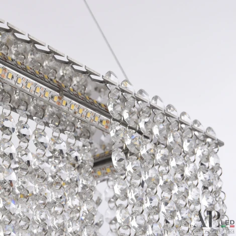 Подвесная люстра светодиодная APL LED Sicilia SH04.52.A.Ni.4000 (220V, хрусталь, на тросе)