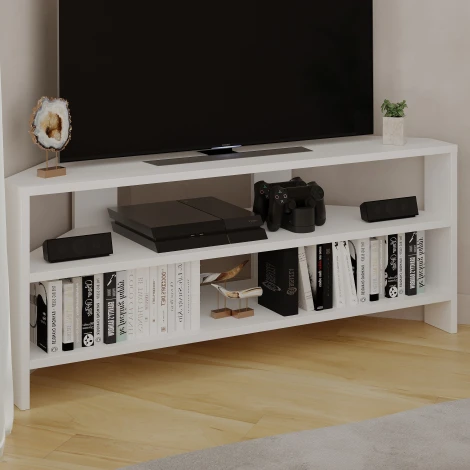 ТВ тумба THALES CORNER TV STAND (Дерево/Белый) LEVE