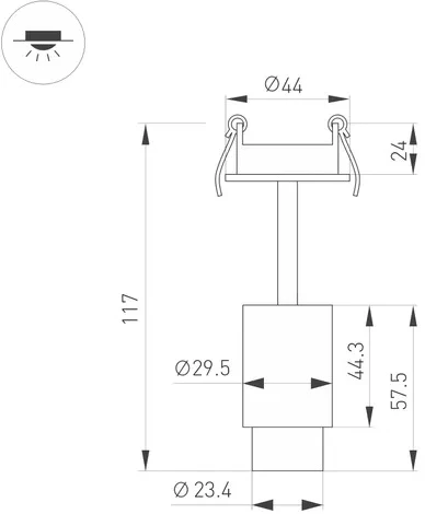 Мебельный точечный светильник ART-NEMO-BUILT-ZOOM-R29.5-2W Warm3000 (BK, 15-45 deg, 24V) (Arlight, IP20 Металл) 049769 (LED)