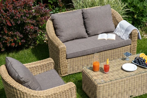 Лаунж-зона из искусственного ротанга, цвет соломенный 4SIS Кон Панна KPS2C2TJ-4-SET