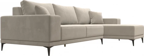 Диван угловой Льюес правый (Бежевый/Микровельвет) Лига Диванов арт.122402