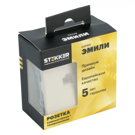 ТВ-розетка и Ethernet RJ-45 (кашемир, soft touch) Stekker Эмили 49898
