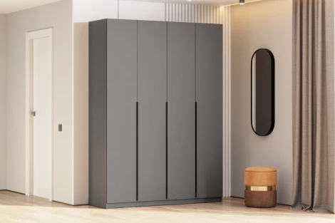 Шкаф Woodville Даиго четырехстворчатый графит серый арт.593702