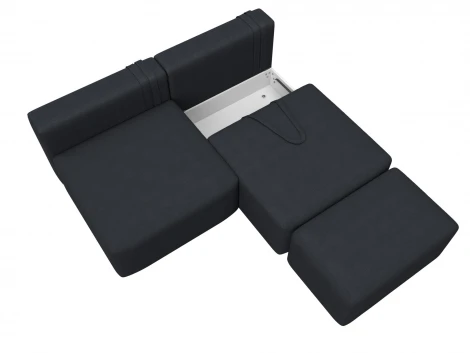 Диван прямой модульный с пуфом Лига-060 НПБ (ЛДСП,Брус,Фанера/Пластик/Замша/Темно-серый) Лига Диванов 129664