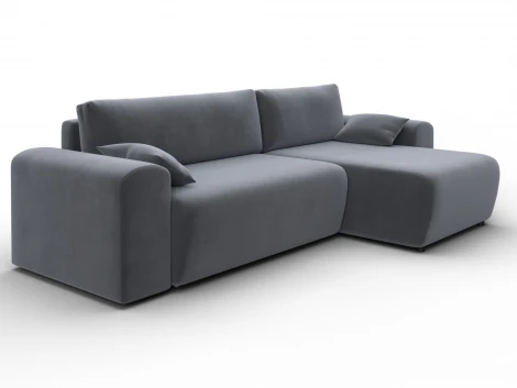 Диван угловой Лига-099 угол универсальный (ДВП,ДСП,ЛДСП,Брус,Фанера/Пластик/Велюр/Серый) Лига Диванов 134131